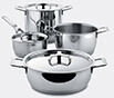 alessi 'pots & pans' cookware set, seven pieces