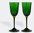 la doublej 'rainbow' wine glass, set of two, green