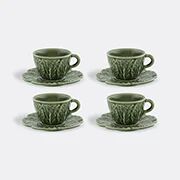 Bordallo Pinheiro 'couve' Coffee Cup And Saucer, Set Of Four