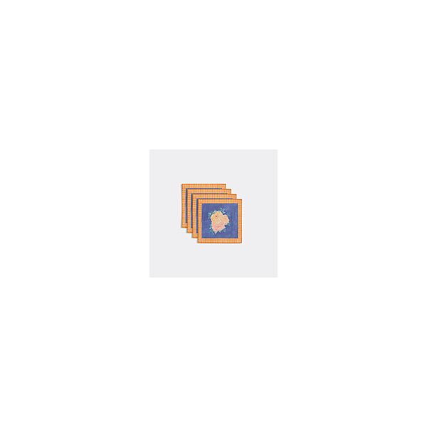 lisa corti 'arabesque corolla' napkin, set of four, blue and orange