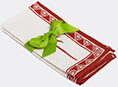 la doublej 'date palms' linen napkin, set of two, red and white