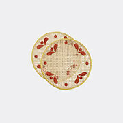 la doublej 'capri mattone' raffia placemat, set of two, natural and red