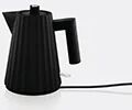 alessi plissé' electric kettle, black, eu plug