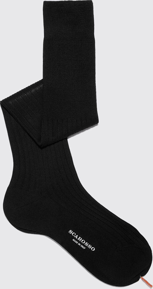 Scarosso Black Cotton Knee Socks - Uomo Prima Che Finiscano Nero - Cotone 46-47