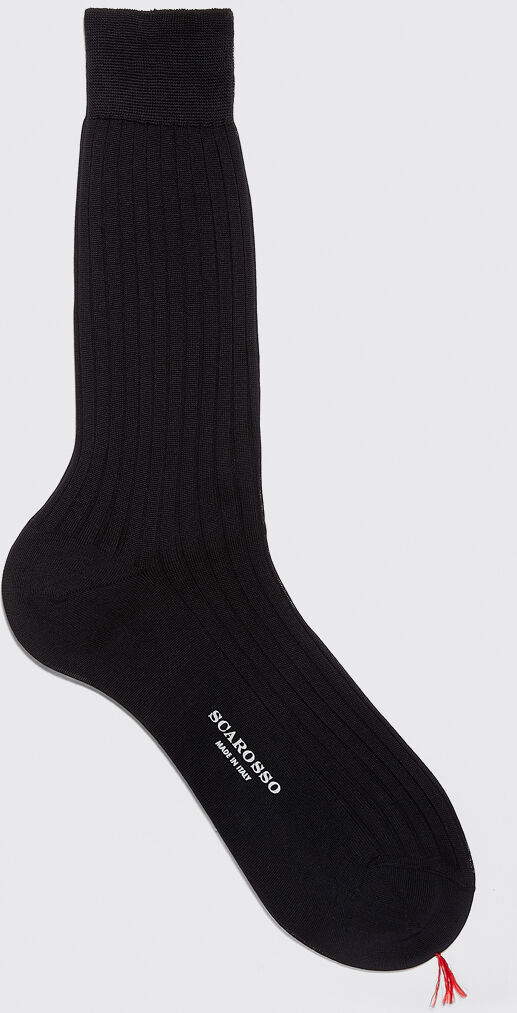 Scarosso Navy Cotton Calf Socks - Uomo Calze Blu Navy - Cotone 46-47