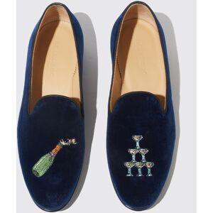 Scarosso Jay Blue Velvet - Uomo Slippers Blu - Velluto 44