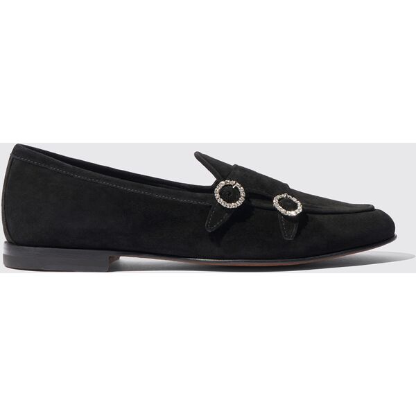 scarosso virginia black strass - donna mocassini black - strass suede 37,5