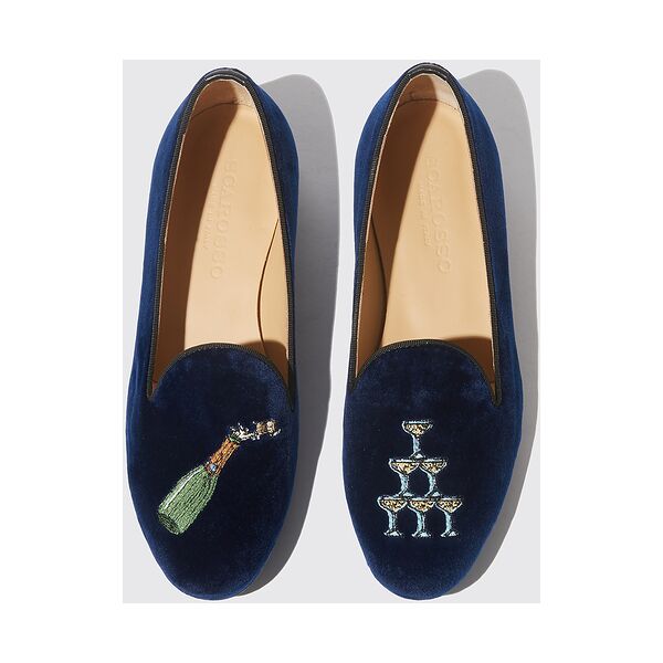 scarosso daisy blue velvet - donna mocassini & scarpe basse blu - velluto 35