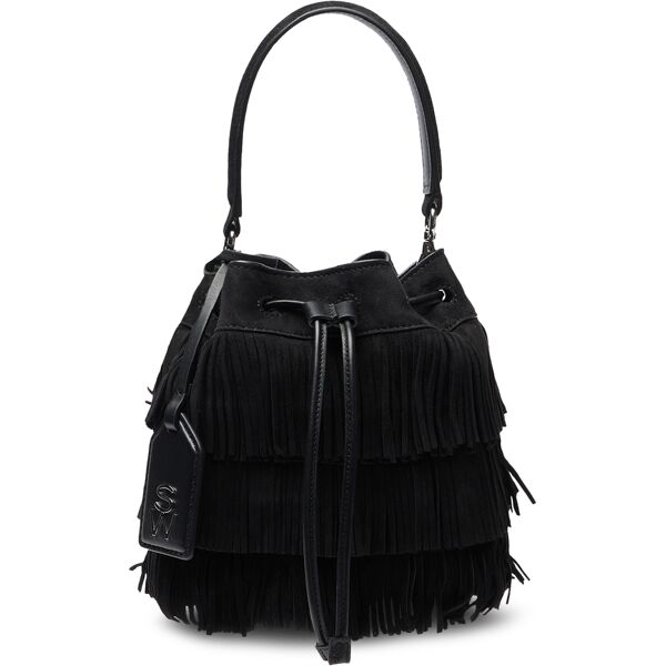 stuart weitzman rae fringe mini bucket bag - donna  black one size