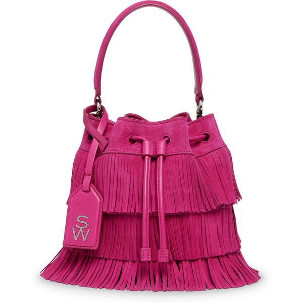 stuart weitzman rae fringe mini bucket bag - donna  begonia one size