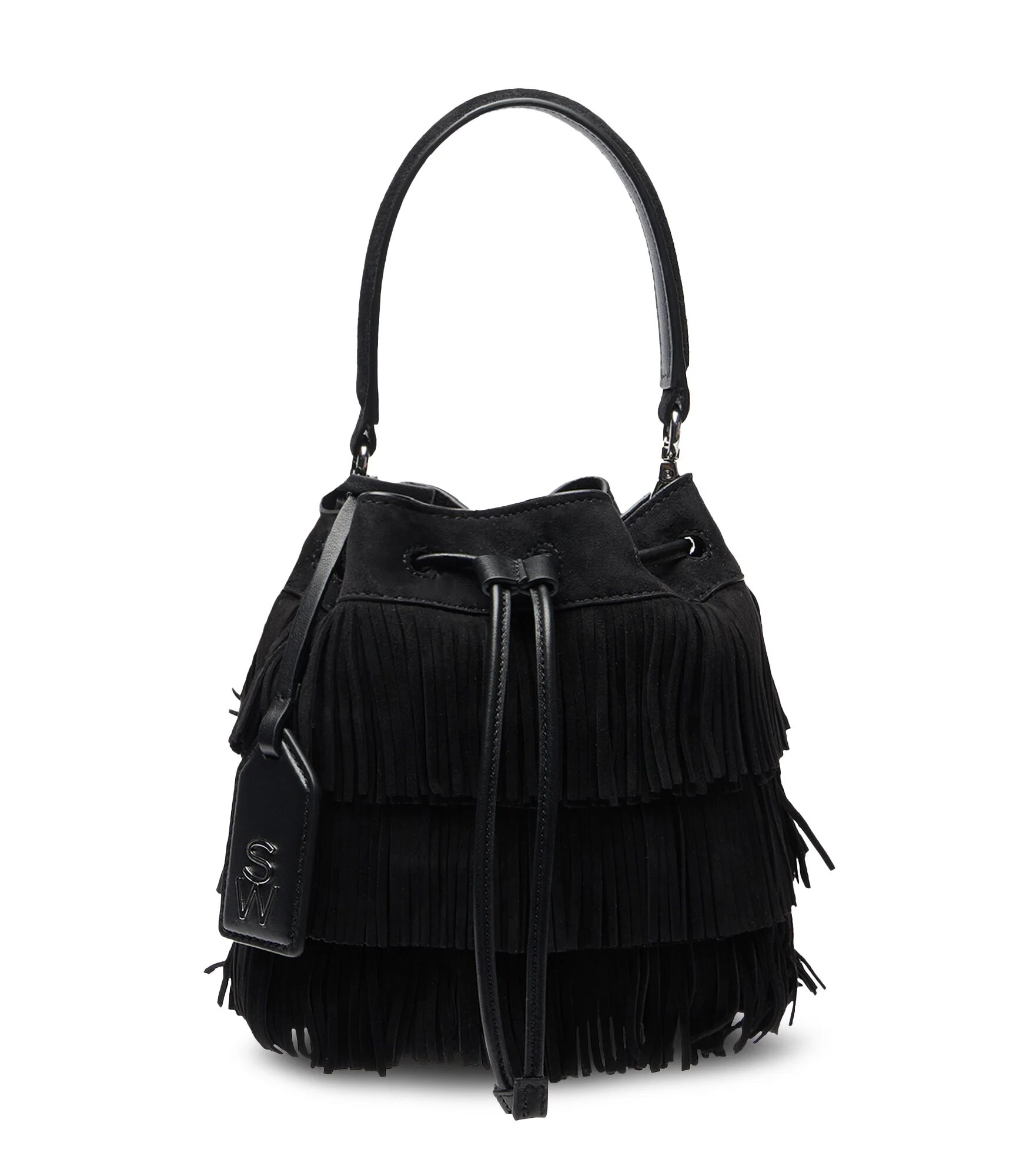 Stuart Weitzman Rae Fringe Mini Bucket Bag - Donna  Black One Size