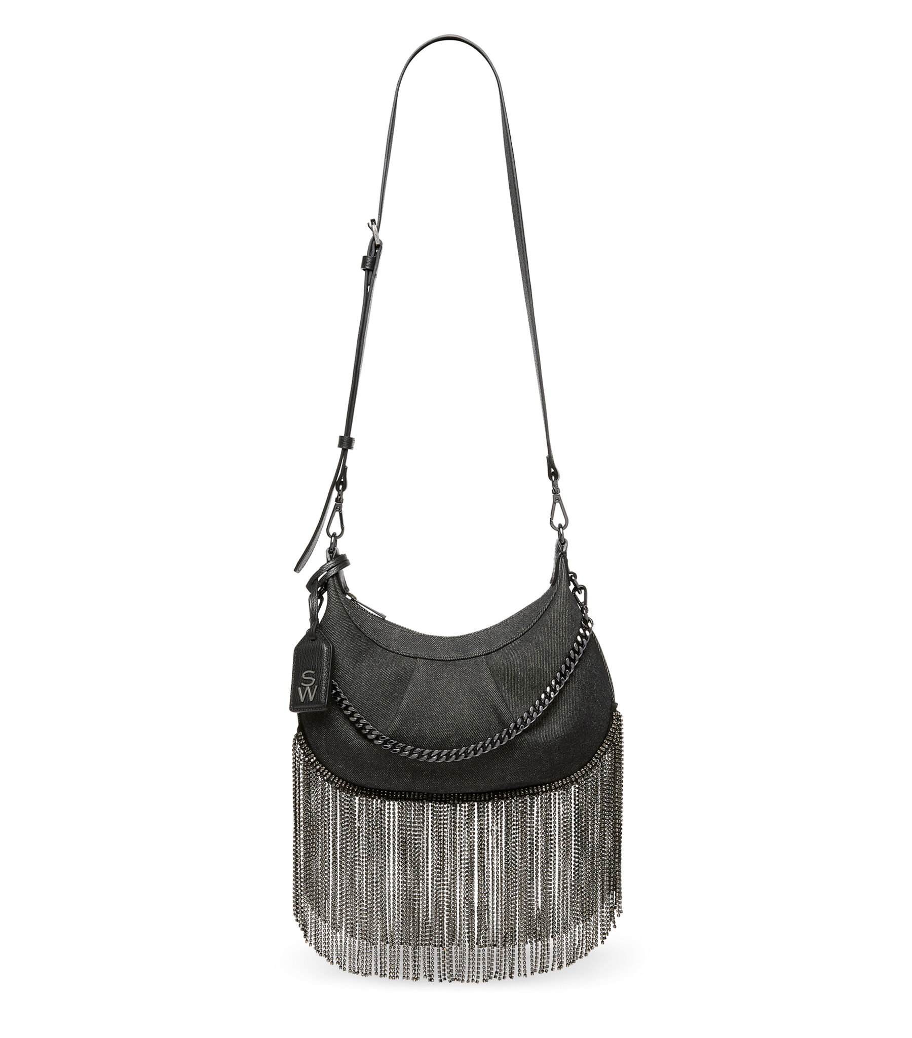 Stuart Weitzman Stellar Crescent Crystal Fringe Bag - Donna  Black One Size