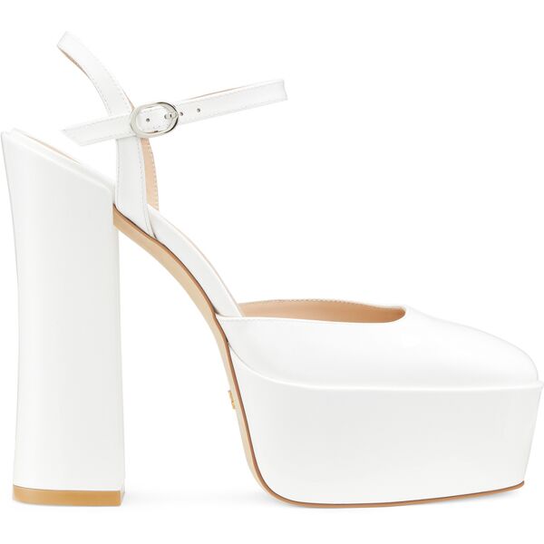 stuart weitzman skyhigh 145 ankle-strap platform pump - donna  bianco 39.5