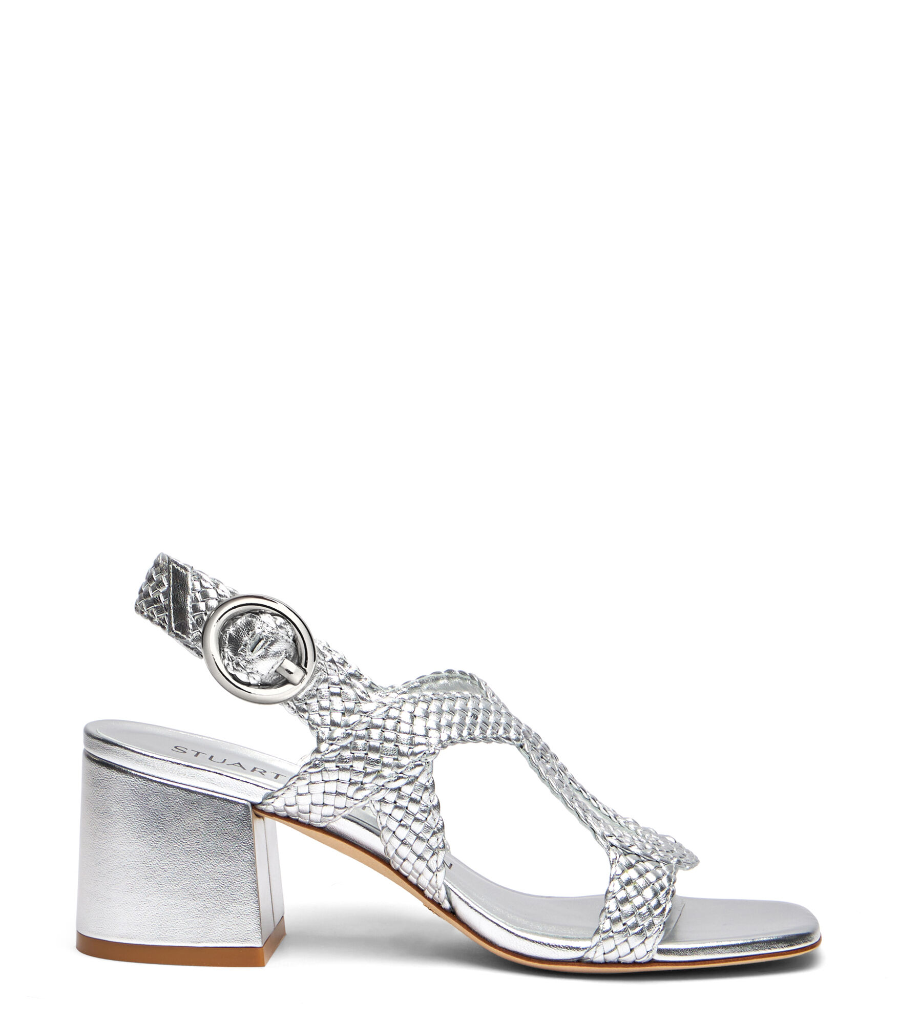 Stuart Weitzman Wovette 60 Slingback Sandal - Donna Sandali Silver 38