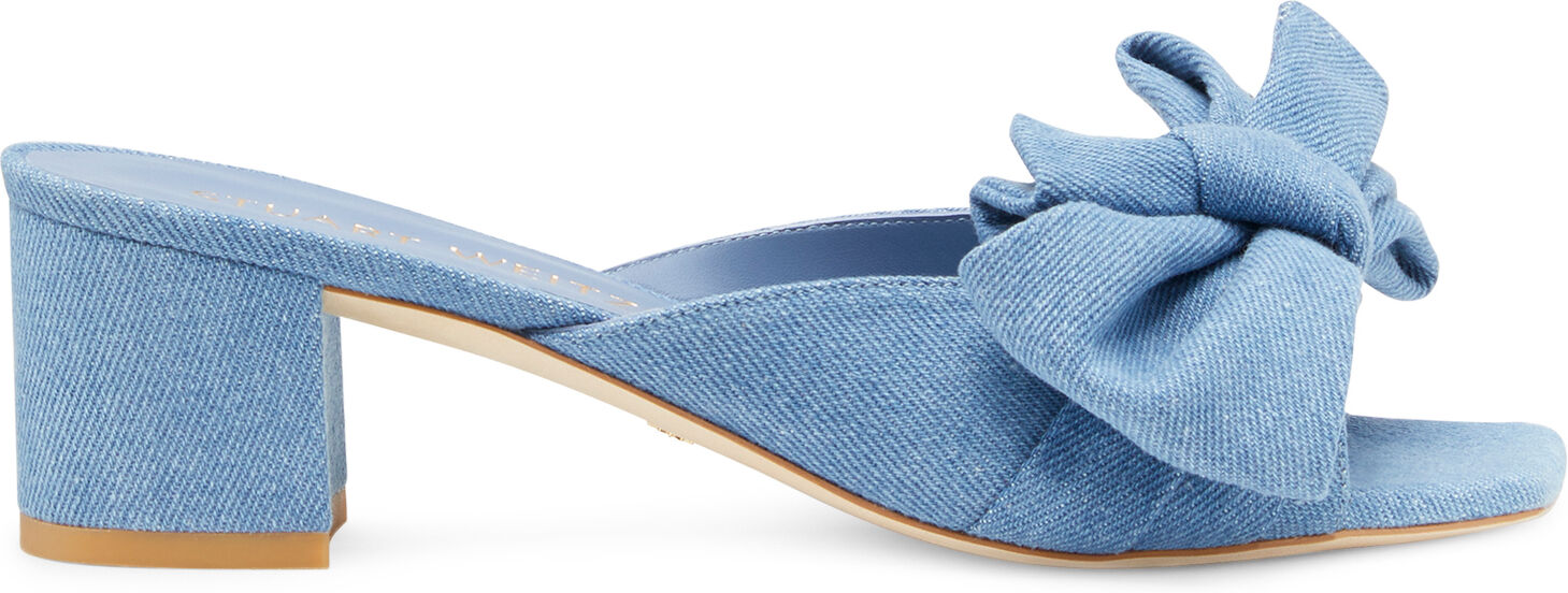 Stuart Weitzman Loveknot 50 Block Slide - Donna  Blu Effetto Délavé 37