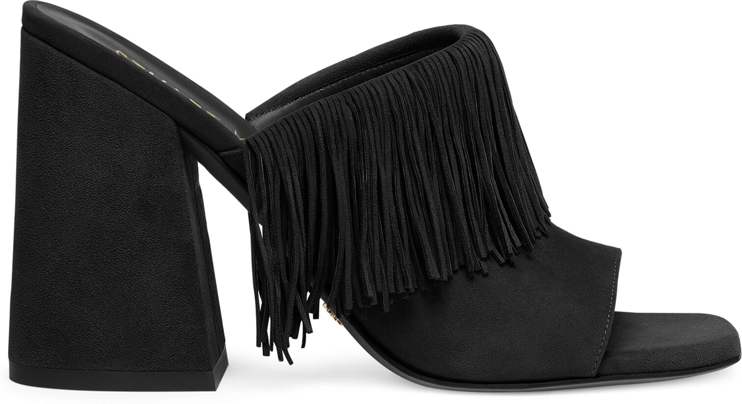 Stuart Weitzman Tia Fringe 100 Slide - Donna Sandali Black 39.5