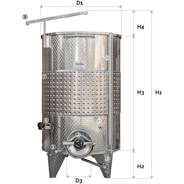 polsinelli serbatoio inox 3000 l fondo conico galleggiante ad aria c/p