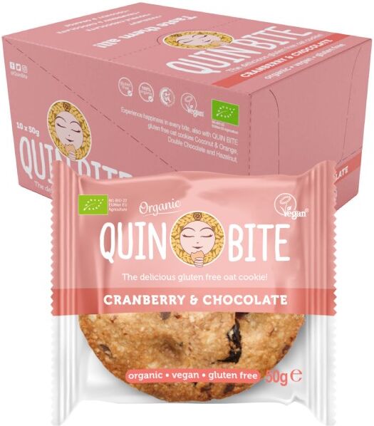 Quin Bite Cookie - mirtilli &amp; cioccolato - bio - 10x50g