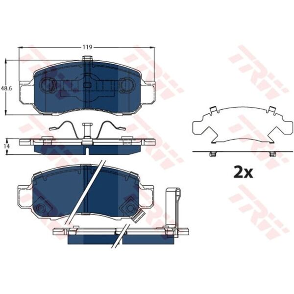 trw set di pastiglie freno, freno a disco blu elettrico gdb3376bte