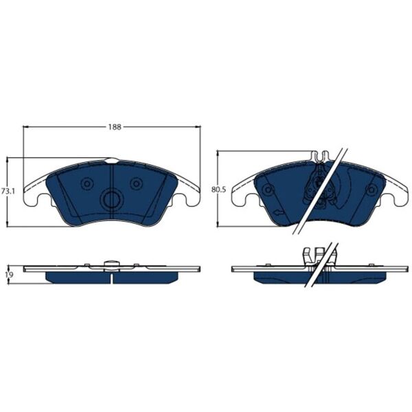 trw set di pastiglie freno, freno a disco blu elettrico gdb1737bte