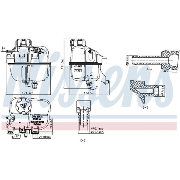 nissens serbatoio di espansione, refrigerante 996266