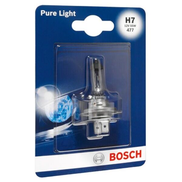 bosch lampada ad incandescenza alogena h7 pure light 12v, 55w