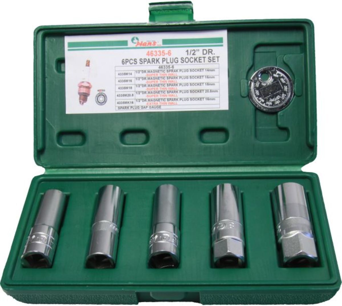 hans set di prese per candele 5 pezzo (14, 16, 18, 16, 21 mm)