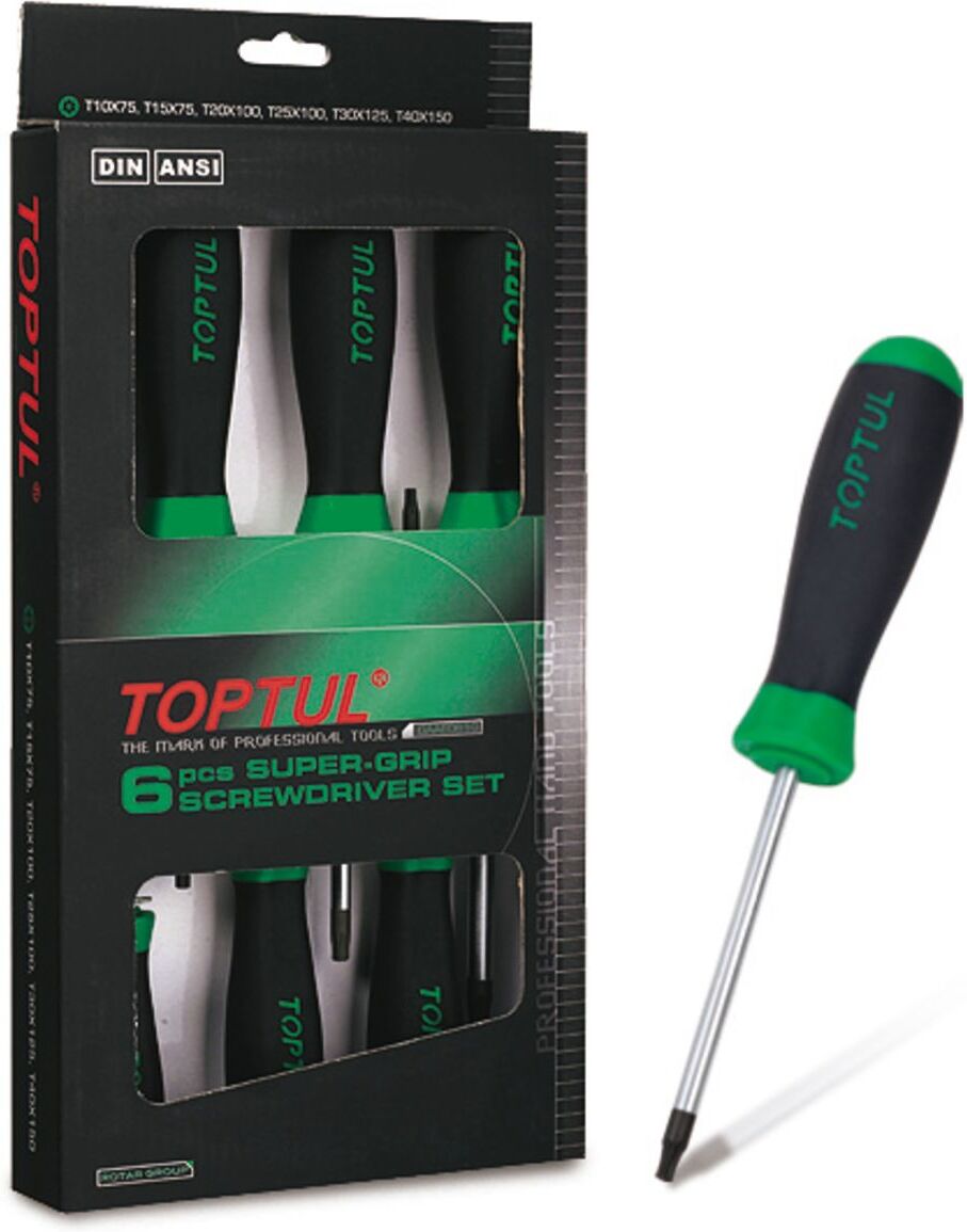 toptul set di cacciaviti torx 6 pezzo (t10, t15, t20, t25, t30, t40)