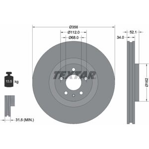 Textar Disco freno 92238205 anteriore, ventilato, 1 Pezzo Textar Disco freno 92238205 anteriore, ventilato, 1 Pezzo