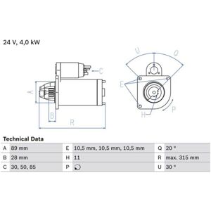 Motore di avviamento Bosch 0 986 023 200 - 11 denti - 24V - Rivisitato Motore di avviamento Bosch 0 986 023 200 - 11 denti - 24V - Rivisitato