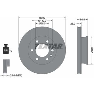 TEXTAR Disco freno Mercedes-Benz Sprinter - Ventilato, 28mm, 130mm TEXTAR Disco freno Mercedes-Benz Sprinter - Ventilato, 28mm, 130mm
