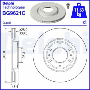 DELPHI BG9621C Disco freno - ventilato, 345mm, 6 fori DELPHI BG9621C Disco freno - ventilato, 345mm, 6 fori