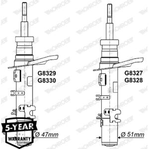 Monroe G8328 Ammortizzatore a gas - Anteriore sinistro per Citroën C-elysee Monroe G8328 Ammortizzatore a gas - Anteriore sinistro per Citroën C-elysee
