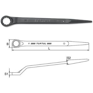 Chiave TOPTUL 27 mm - Lunghezza 393 mm, Angolo 45° Chiave TOPTUL 27 mm - Lunghezza 393 mm, Angolo 45°