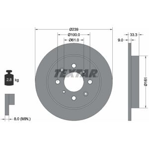 Disco freno TEXTAR 92204000 - Pieno, 100mm, 9mm, Honda Jazz Disco freno TEXTAR 92204000 - Pieno, 100mm, 9mm, Honda Jazz