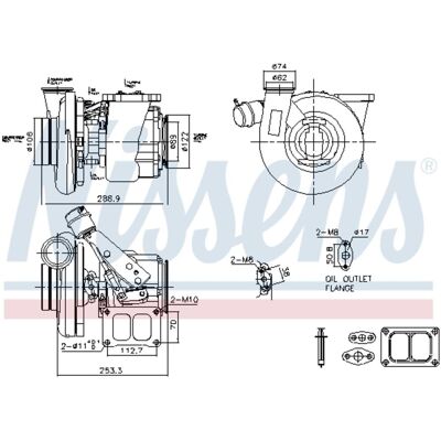 NISSENS 93769 Turbocompressore - Turbina a Gas - Raffreddato ad Olio - Renault Trucks NISSENS 93769 Turbocompressore - Turbina a Gas - Raffreddato ad Olio - Renault Trucks