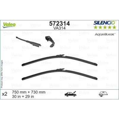 Valeo Spazzola tergicristallo Silencio AquaBlade 572314, 750/730mm, Anteriore, 2 Pezzo Valeo Spazzola tergicristallo Silencio AquaBlade 572314, 750/730mm, Anteriore, 2 Pezzo