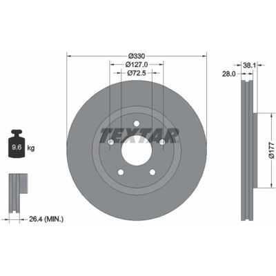 TEXTAR 92278905 Disco freno ventilato ad alto contenuto di carbone - Disco freno TEXTAR 92278905 Disco freno ventilato ad alto contenuto di carbone - Disco freno