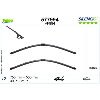 Valeo Spazzola tergicristallo Silencio 577994, 750/530mm, Anteriore, 2 Pezzo Valeo Spazzola tergicristallo Silencio 577994, 750/530mm, Anteriore, 2 Pezzo