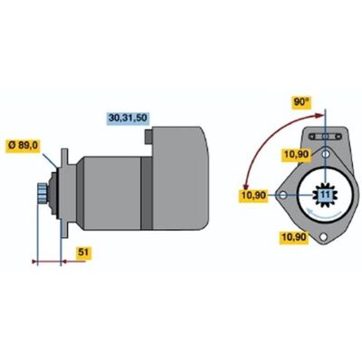 Bosch 0 986 011 480 Avviamento - 11 Denti, 24V, 375mm Bosch 0 986 011 480 Avviamento - 11 Denti, 24V, 375mm
