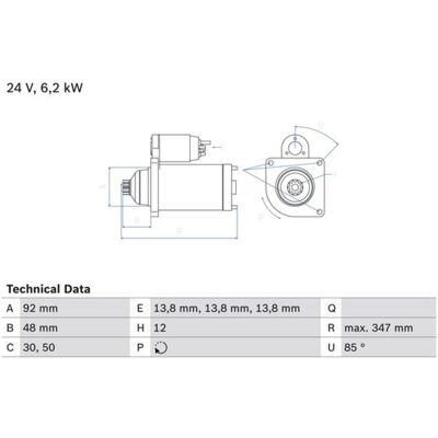 Bosch 0 986 022 980 Avviamento - Rotazione destra - 12 Denti Bosch 0 986 022 980 Avviamento - Rotazione destra - 12 Denti