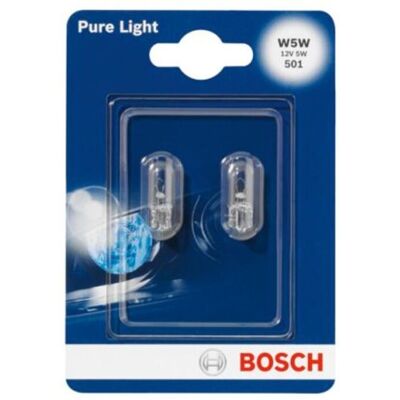 Bosch Lampada secondaria W5W Pure Light 12V/5W, 2 Pezzo Bosch Lampada secondaria W5W Pure Light 12V/5W, 2 Pezzo