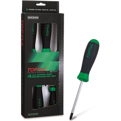 Set di cacciaviti TOPTUL GAAE0401 - Plastica PH0, PH1, PH2, PH3 Set di cacciaviti TOPTUL GAAE0401 - Plastica PH0, PH1, PH2, PH3