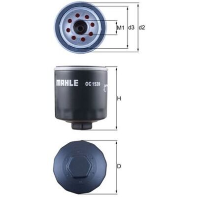 Filtro olio MAHLE OC 1539 - A vite, Valvola di non ritorno, 89mm Filtro olio MAHLE OC 1539 - A vite, Valvola di non ritorno, 89mm