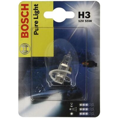 Bosch Lampada alogena H3 Pure Light 12V, 55W, 1 Pezzo Bosch Lampada alogena H3 Pure Light 12V, 55W, 1 Pezzo