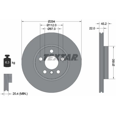 Disco freno TEXTAR - Ventilato 294mm - 22mm - BMW/MINI Disco freno TEXTAR - Ventilato 294mm - 22mm - BMW/MINI