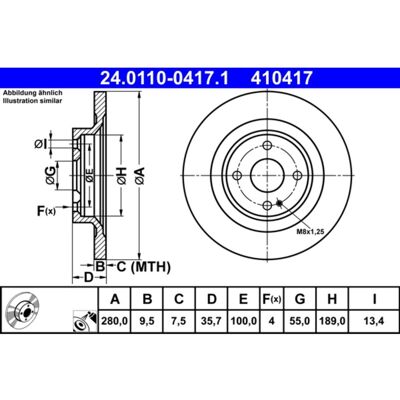 Disco freno Abarth Fiat 124 Spider - 280mm, 9,5mm, 4 fori - Rivestito completo Disco freno Abarth Fiat 124 Spider - 280mm, 9,5mm, 4 fori - Rivestito completo