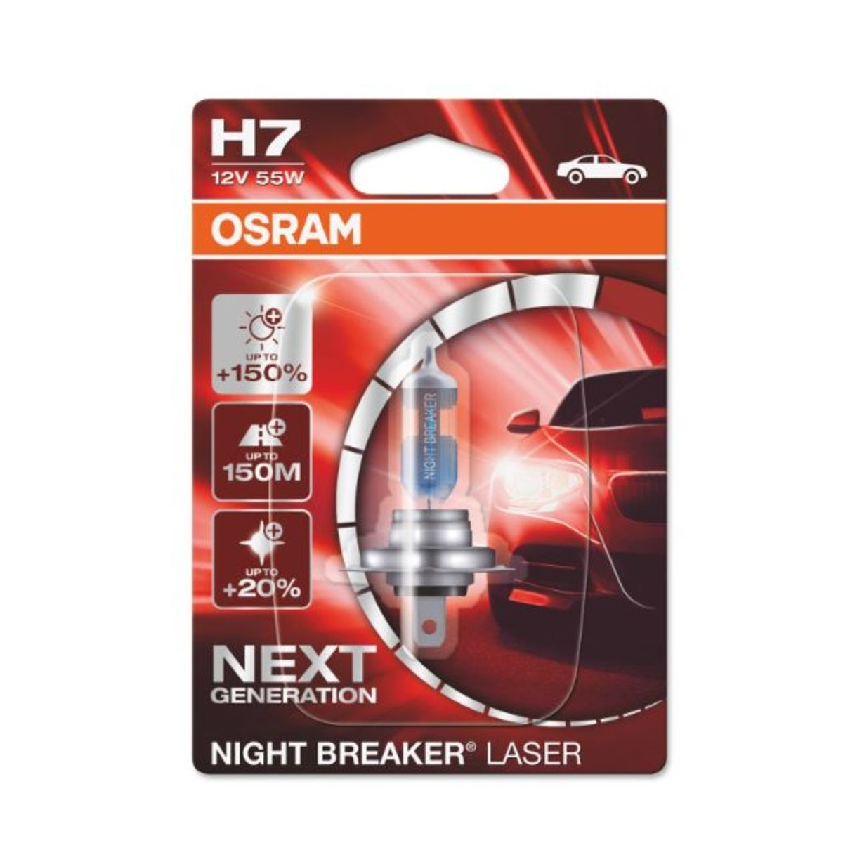 Osram Lampada ad incandescenza alogena H7 Night Breaker Laser 12V, 55W