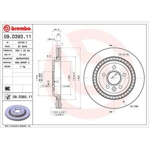 Brembo Disco freno 09D39311 posteriore, ventilato, altamente carbonizzato, 1 pezzo