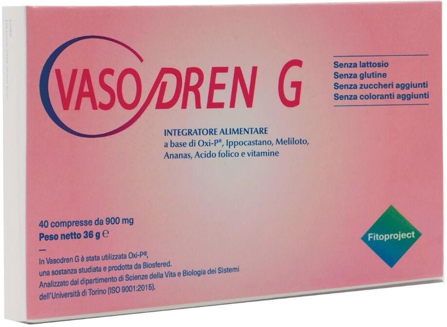 Fitoproject Srl Vasodren G 40 Compresse Da 500 Mg- Integratore Per Il Microcircolo